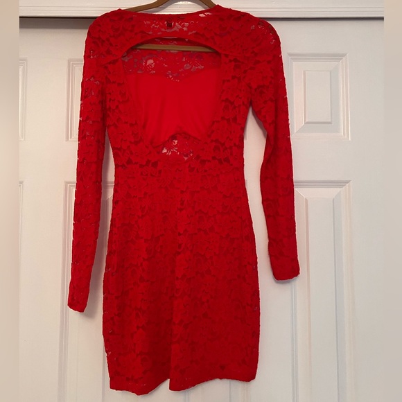 Express Red lace cut out dress - Picture 5 of 6
